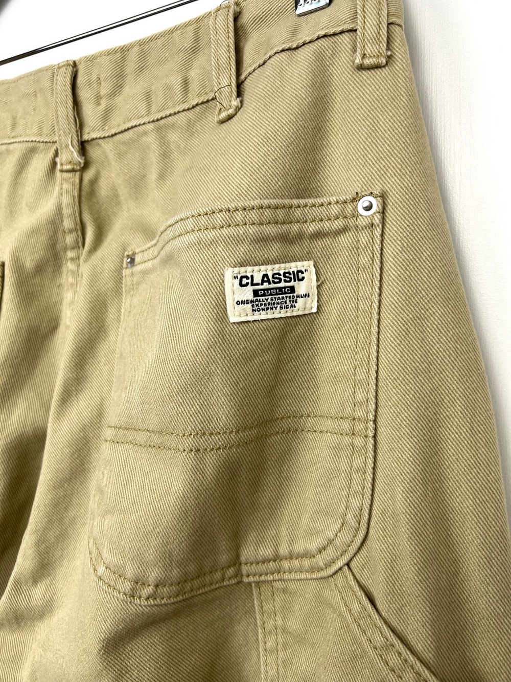 Twik by Simons 100% Cotton Canvas Utility Wide Leg Carpenter Jean M Tan Neutral - Picture 6 of 13